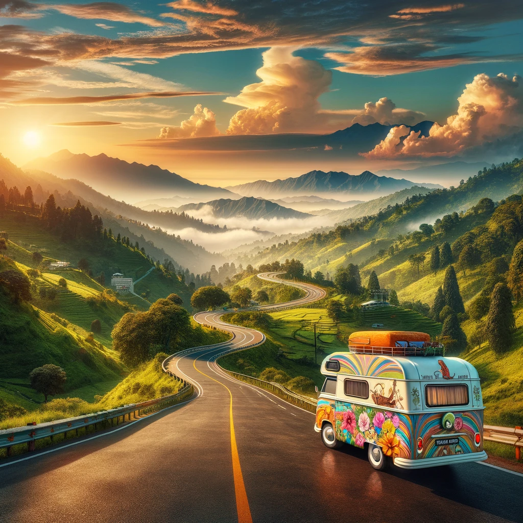 travek image showing roads mountains and bus