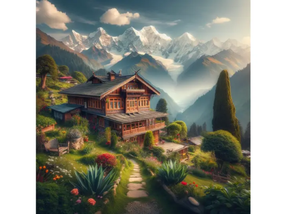 himalayan homestays with hills in the background